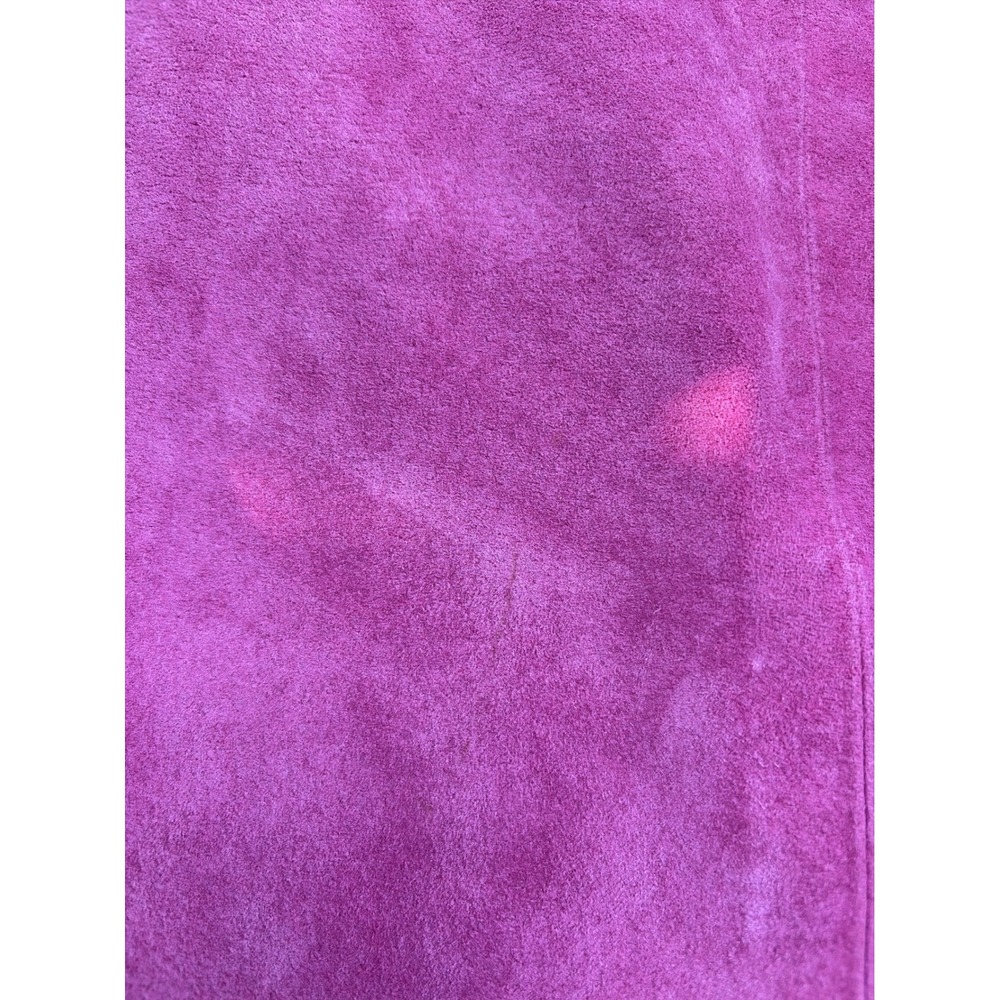 Bob Mackie Studio Magenta Pink Suede Leather Embroidered Beaded Vest Size 10 - Picture 7 of 8